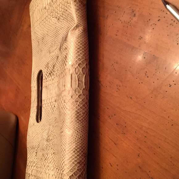 JJ Winters gold crocodile embossed clutch